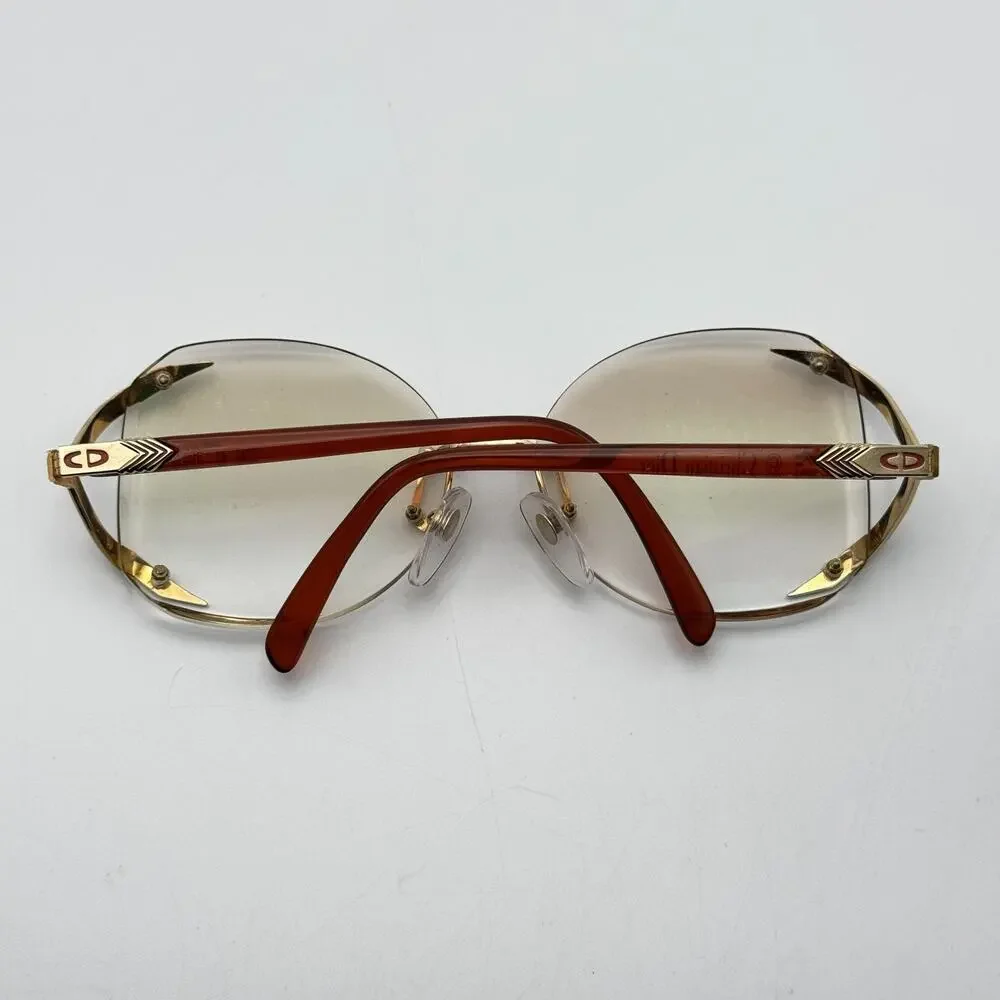 Christian Dior Sunglasses 2289 43 Gold Butterfly Rimless Vintage 61-16-120